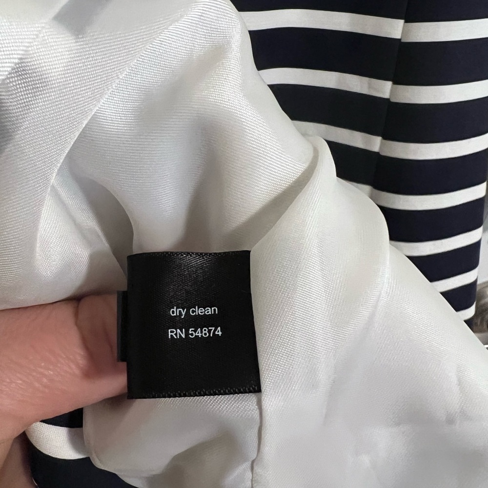 The Limited raincoat navy white striped trench medium lined nautical - Picture 4 of 12